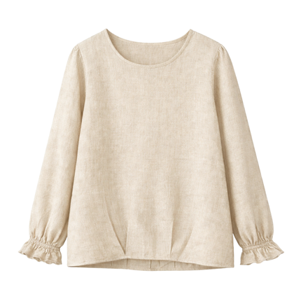 Oatmeal Linen Pleat Top-Carter