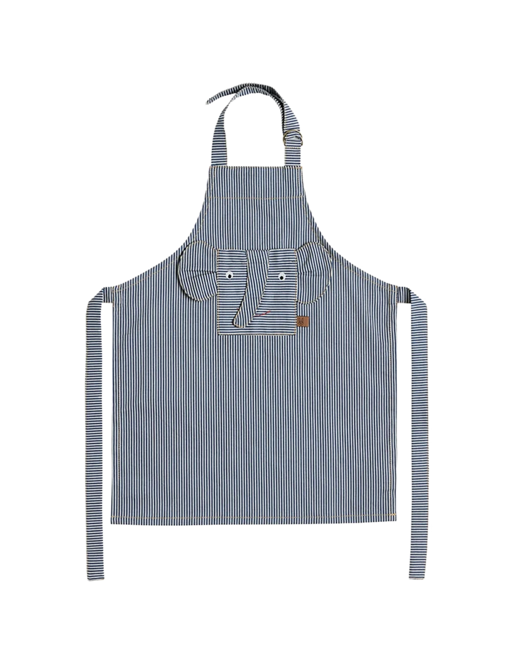 OYOY Mini Elephant Apron - Striped Denim