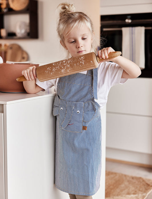 OYOY Mini Elephant Apron - Striped Denim