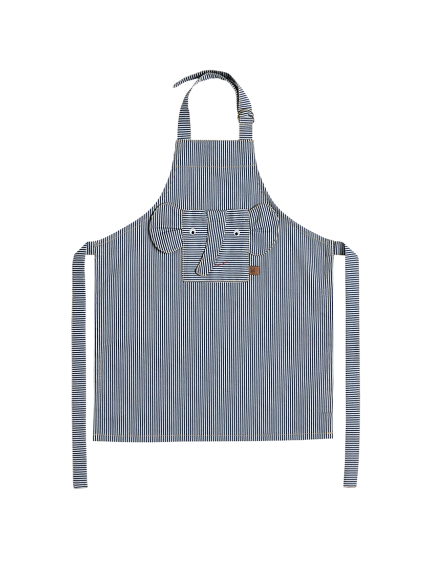 OYOY Mini Elephant Apron - Striped Denim