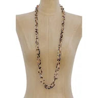 Tortoiseshell Chain and Link Necklace Beige