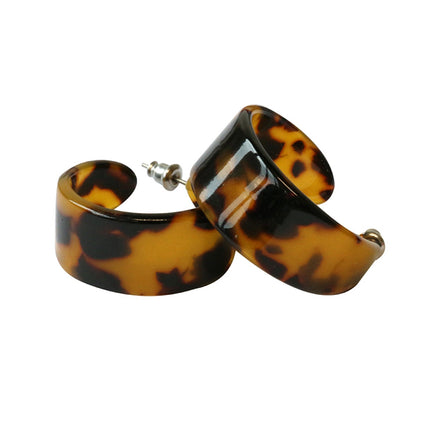Wide Tortoiseshell Style Hoop Earrings 39mm