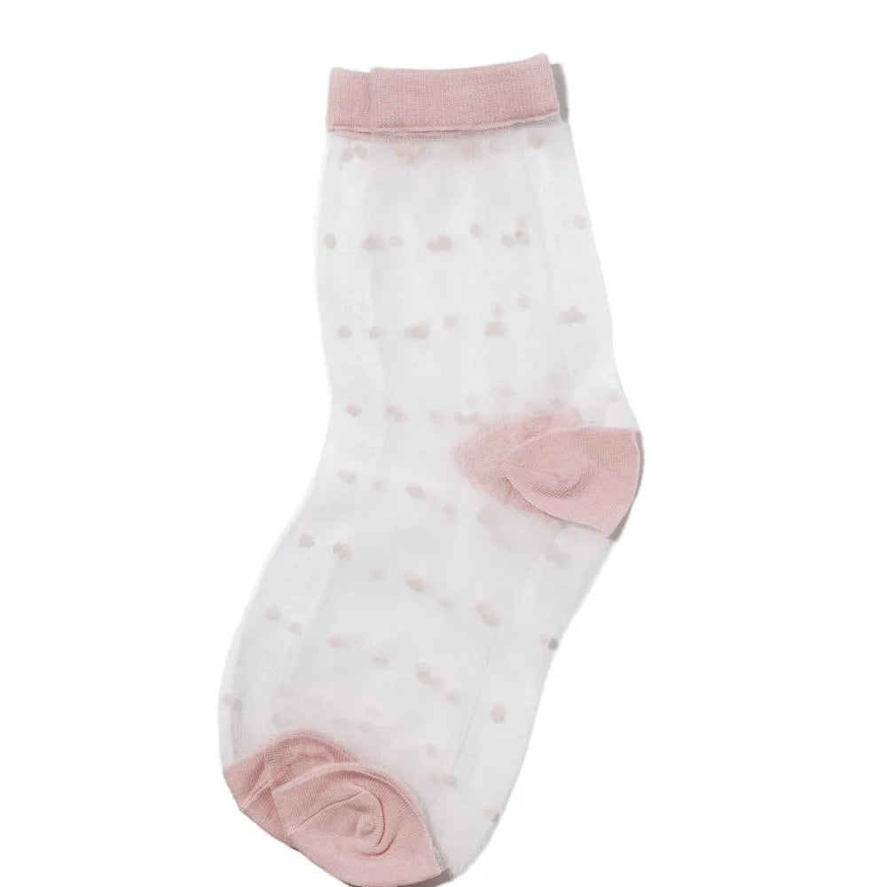 Stilen Pink Polka Dot Sheer Socks