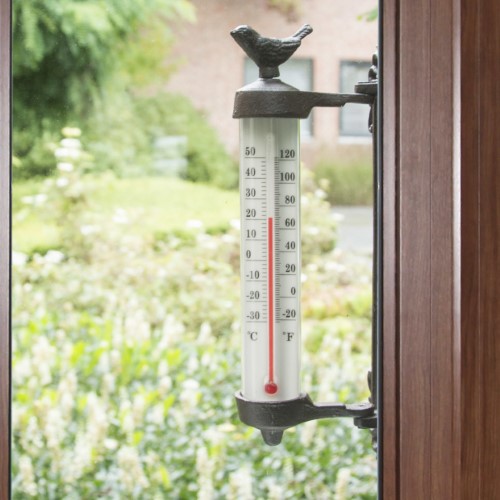Thermometer-Cast Iron with Bird