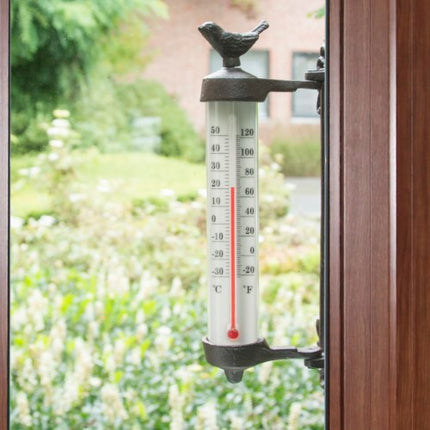 Thermometer-Cast Iron with Bird