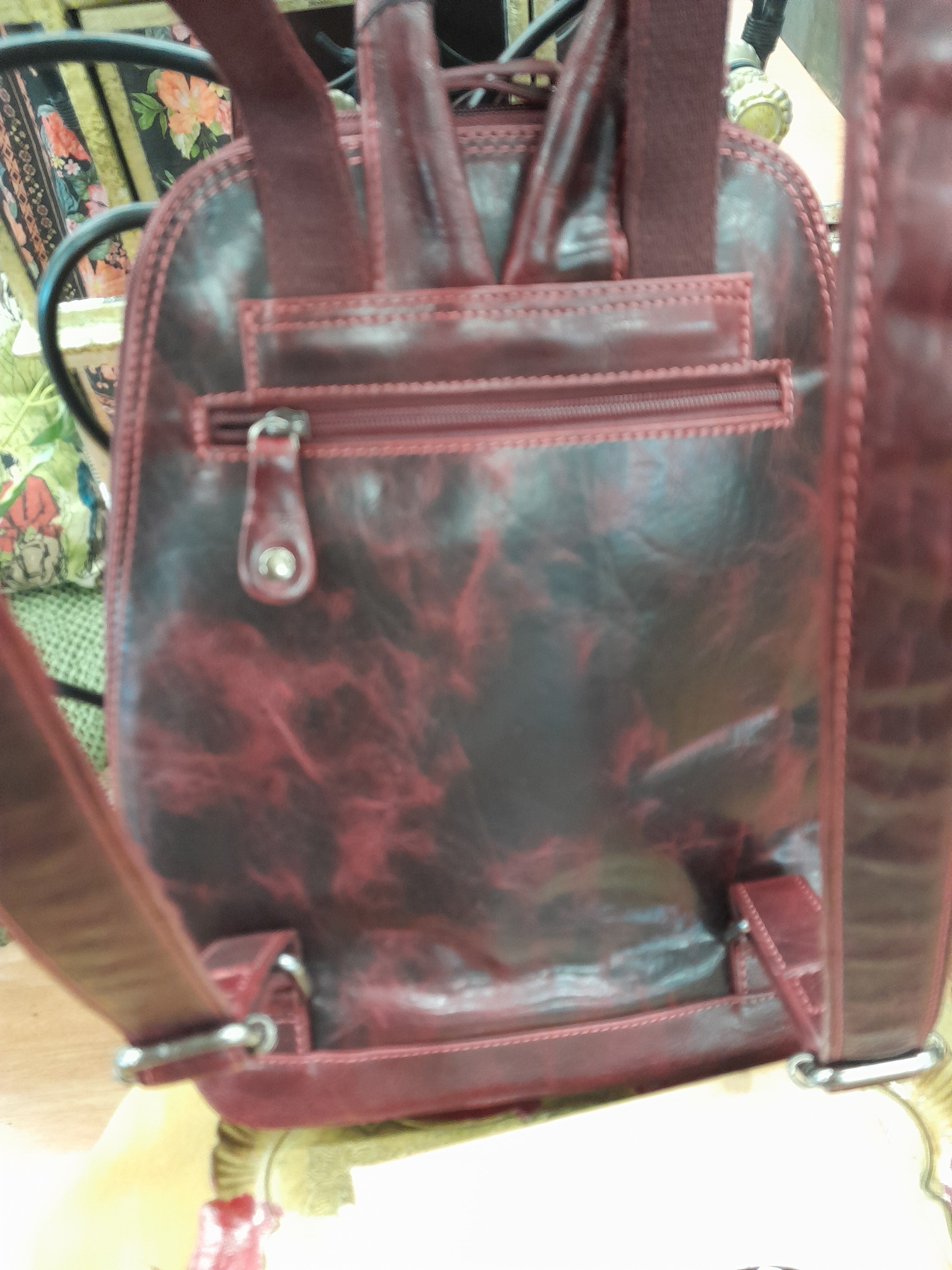 Dark Cherry Leather Backpack