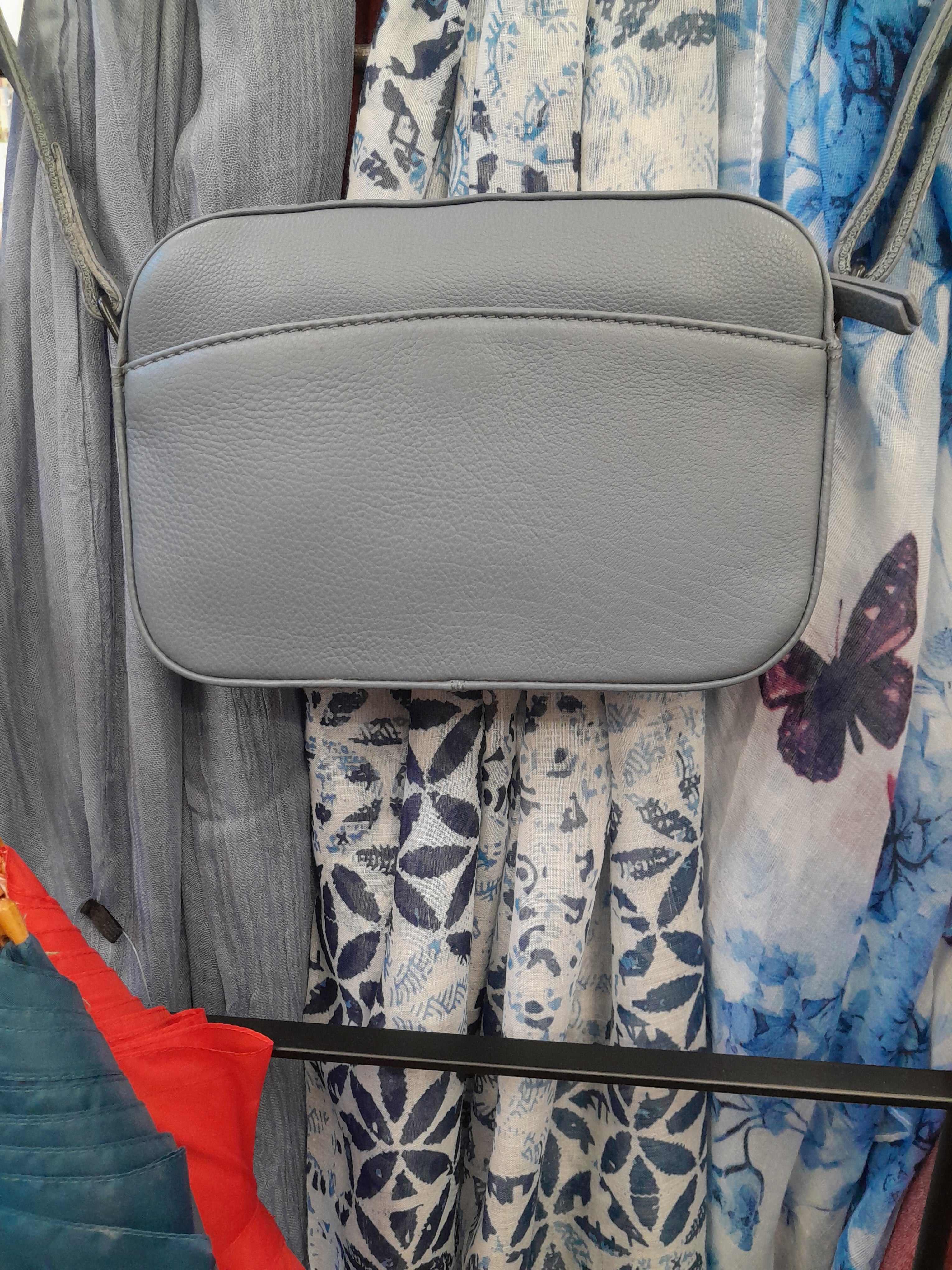 Dusky Blue Leather Crossbody Bag
