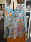 Blue Chablis Floral Frill Cotton Shirt