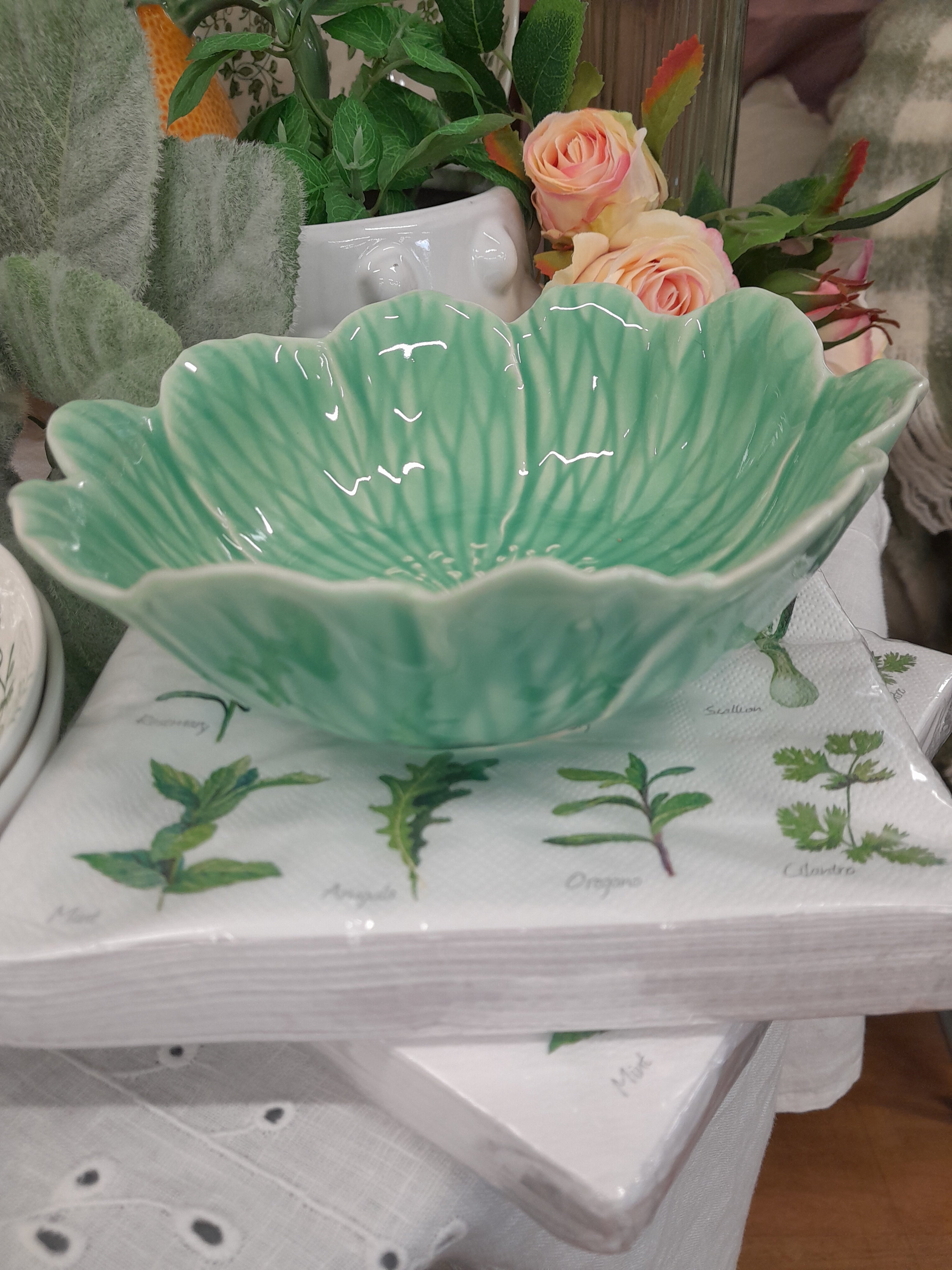 Bordallo Flora Bowl Verde Green 17cm