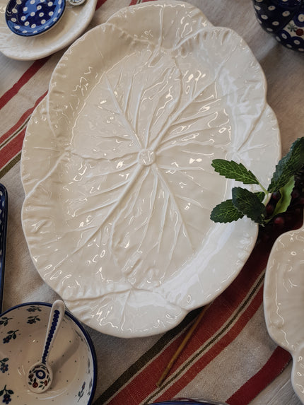 Cabbage Oval Platter 43cm Beige