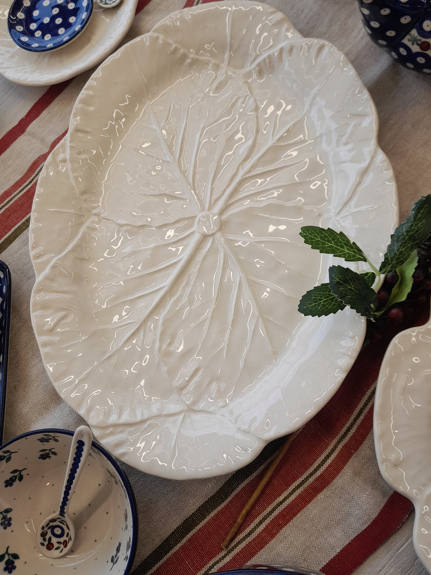 Cabbage Oval Platter 43cm Beige