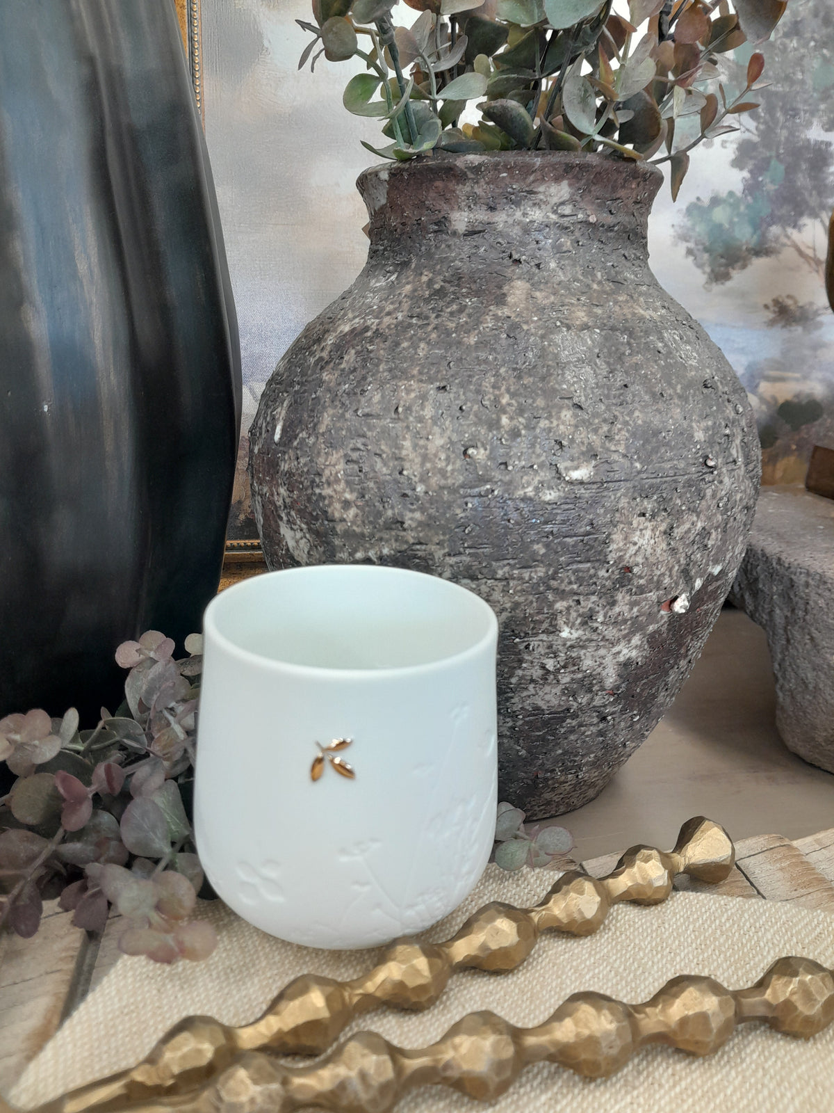 Rader Golden Leaf Porcelain Tealight Holder