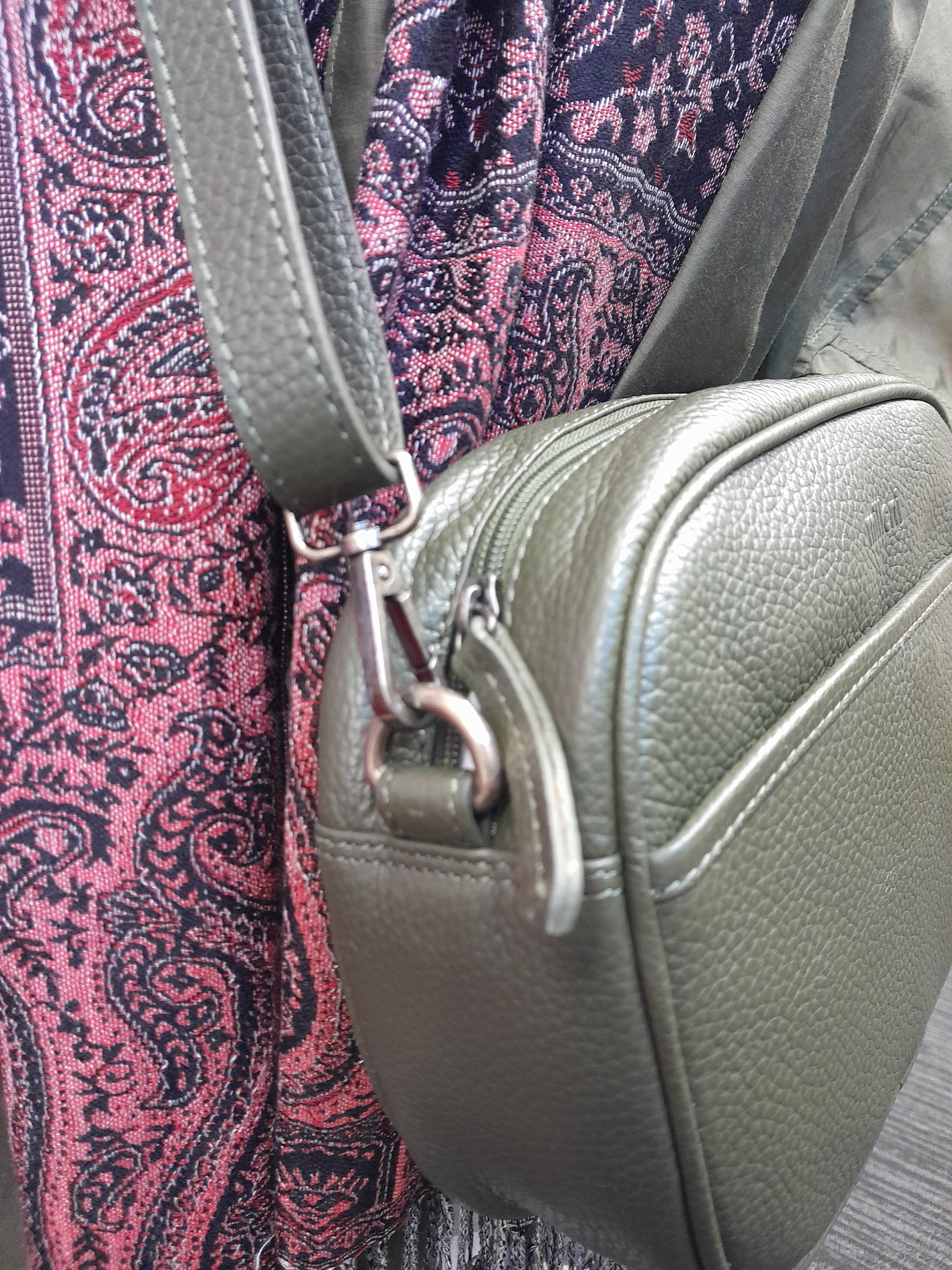 Leather Cross Body Bag-Grape Leaf Green