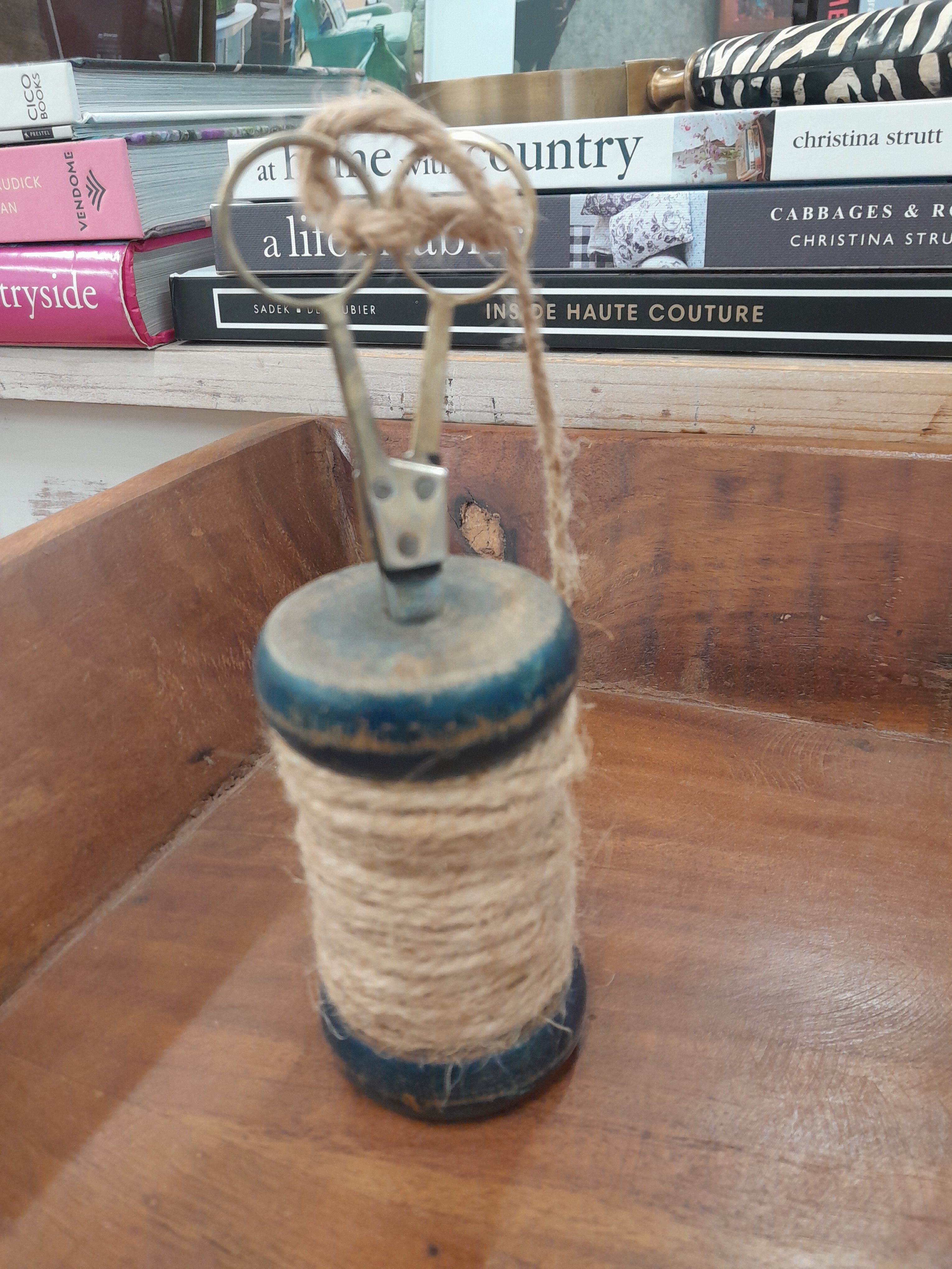 Small Vintage Bobbin with Scissors