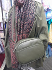 Leather Cross Body Bag-Grape Leaf Green