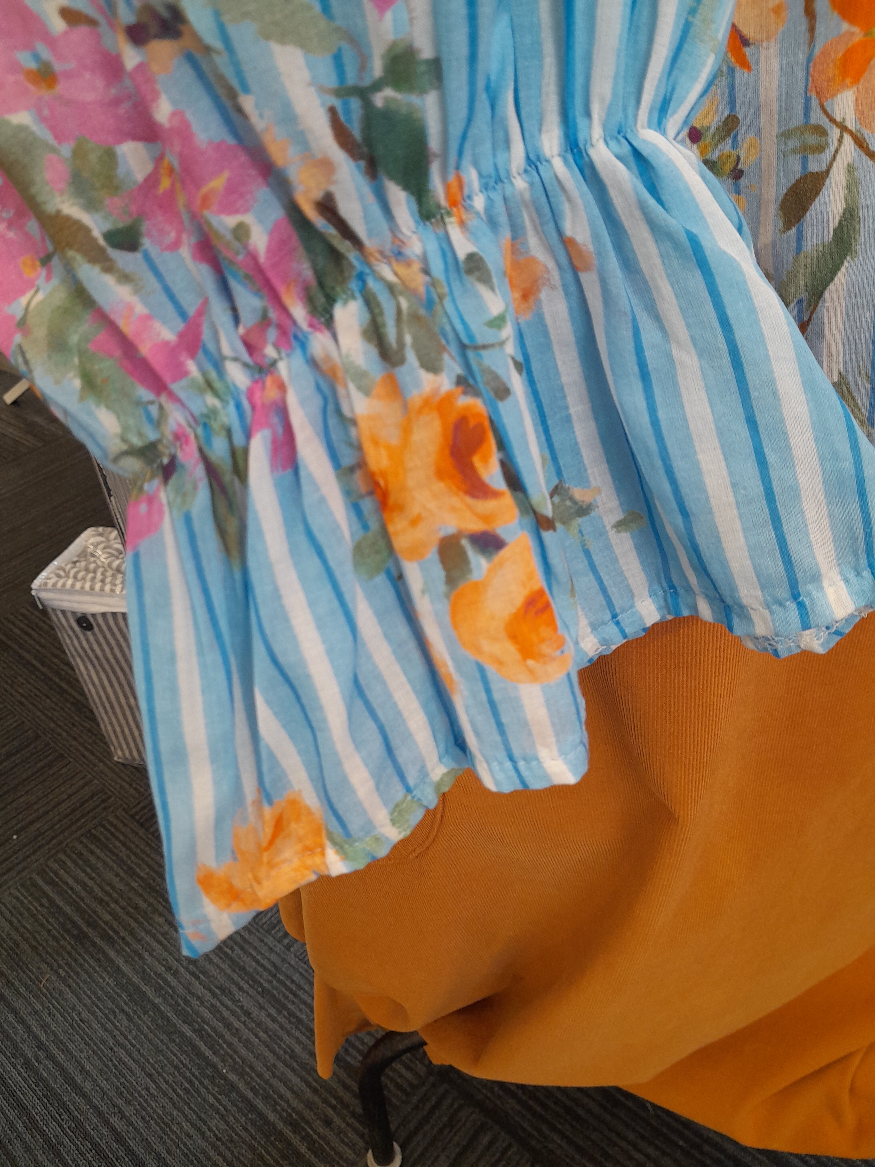 Blue Chablis Floral Frill Cotton Shirt