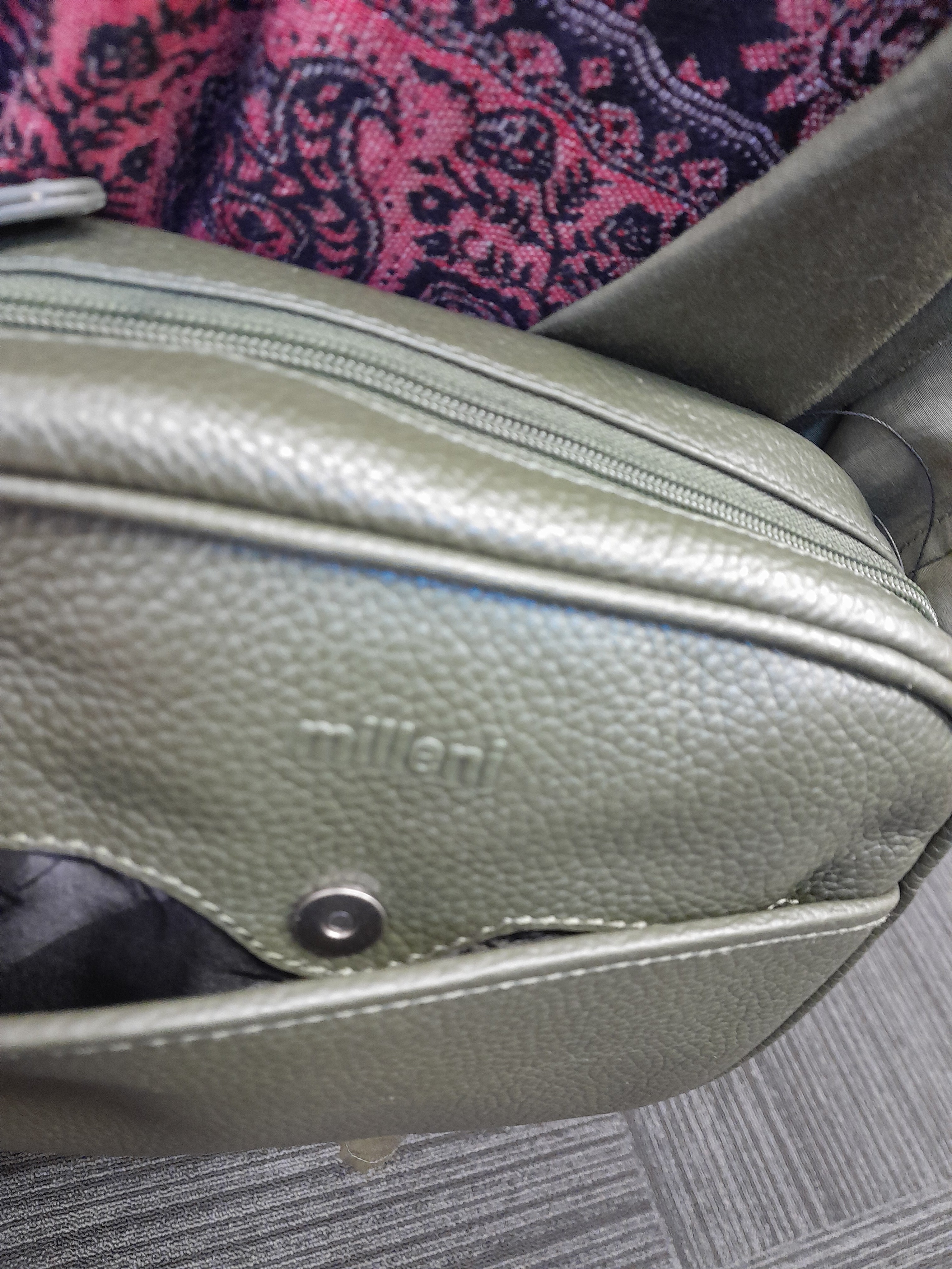 Leather Cross Body Bag-Grape Leaf Green