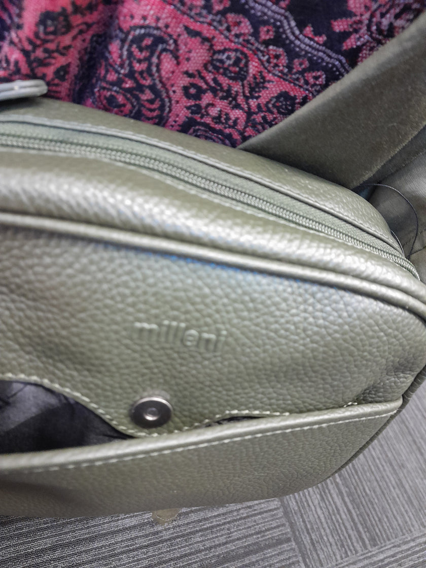 Leather Cross Body Bag-Grape Leaf Green