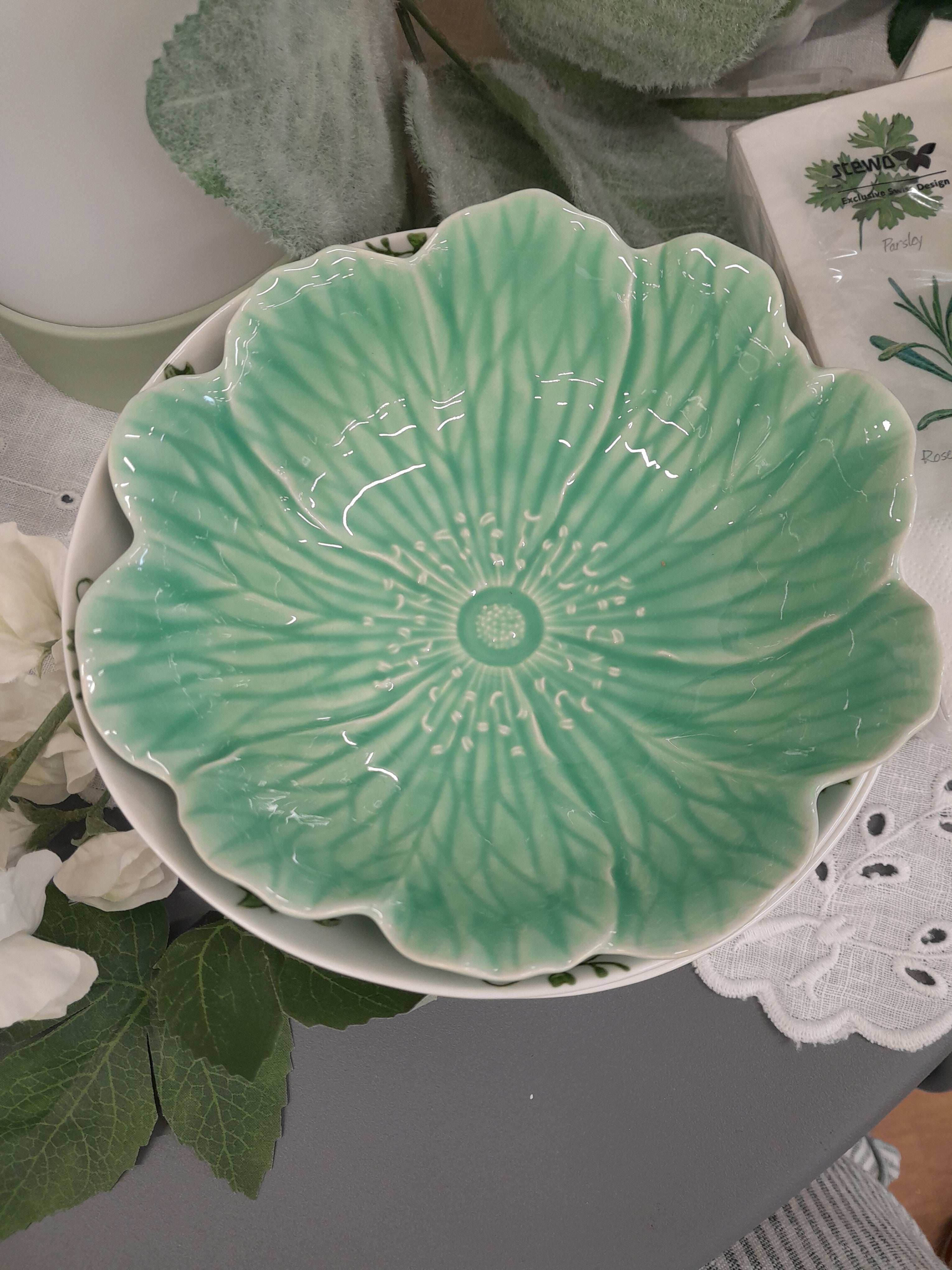 Bordallo Flora Bowl Verde Green 17cm