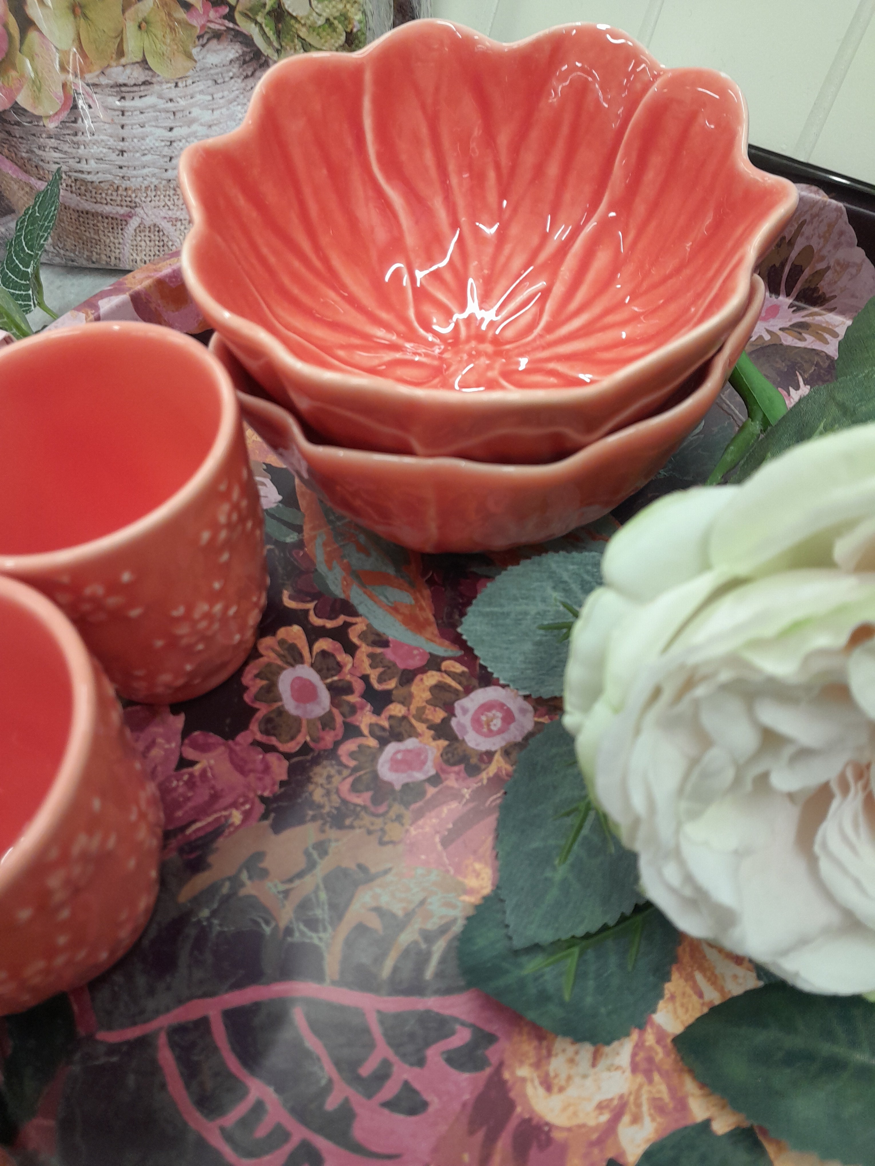 Bordallo Pinheiro - Small Flora Bowl-Salmon 12.5cm