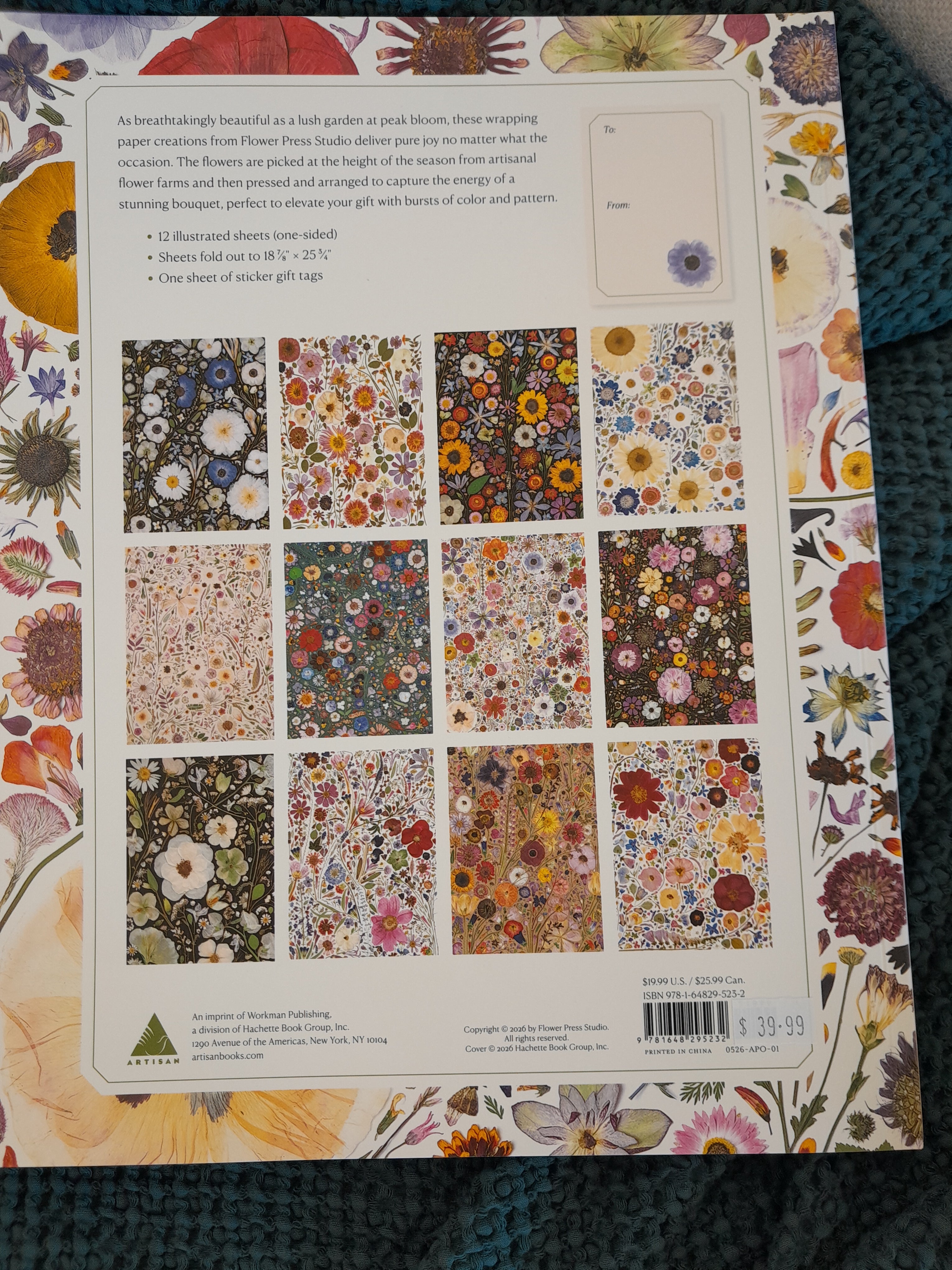 Beautiful Blooms Wrapping Paper Book | Flower Press Studio