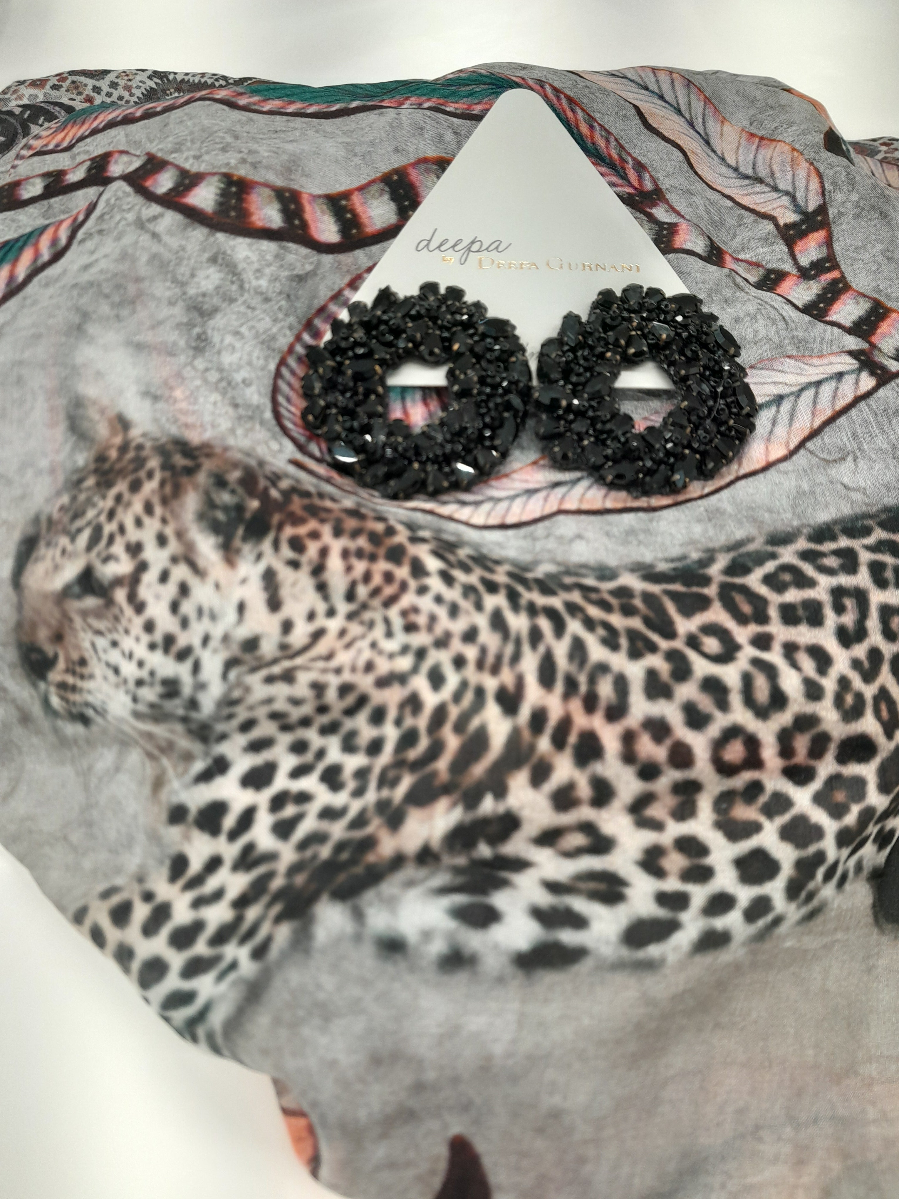Deepa Gurnani Black Circle Earrings