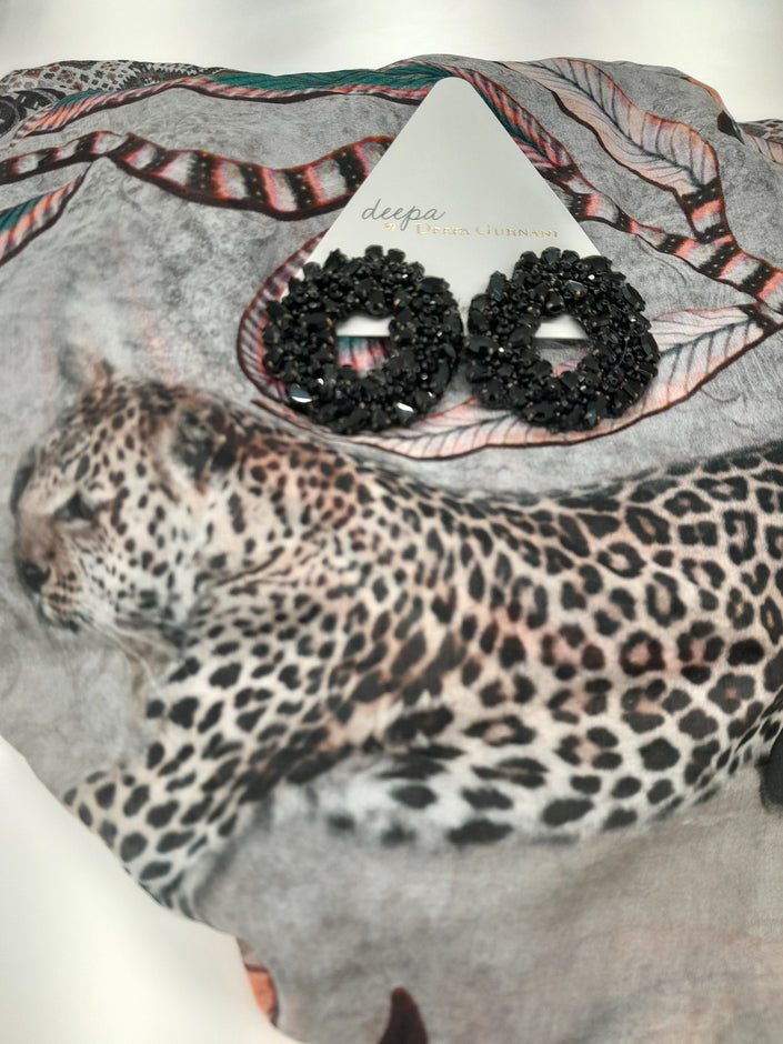 Deepa Gurnani Black Circle Earrings