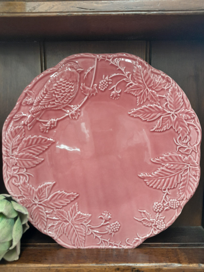 Bordallo Dark Pink, Blackberries and Bird-Charger Plate