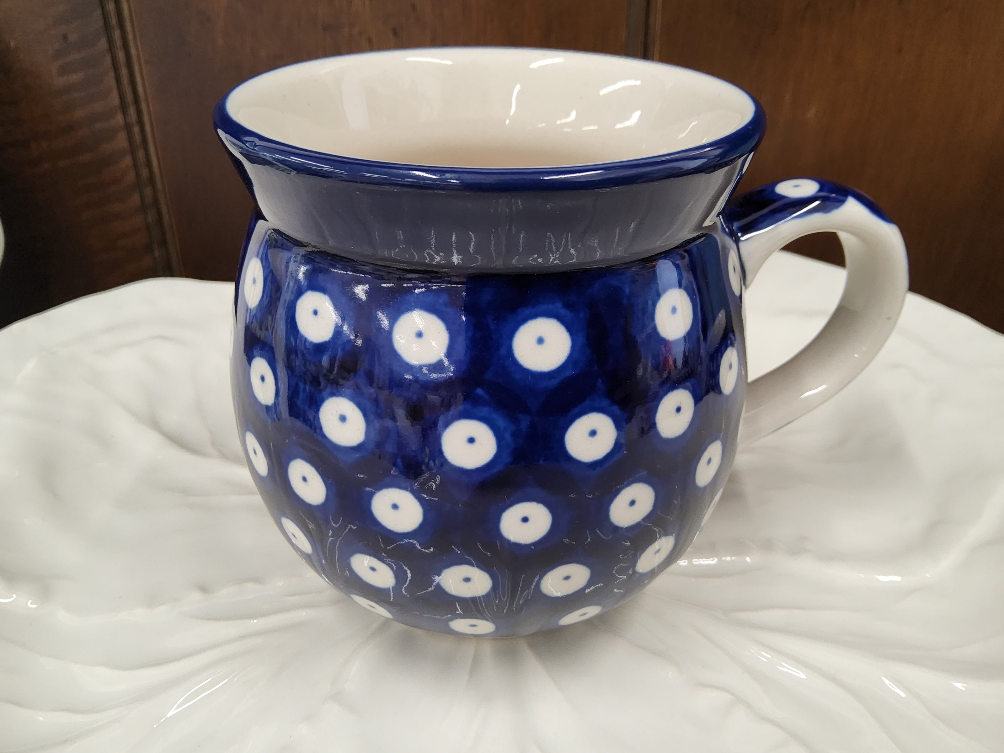 Polish Ceramics Blue and White Spot Mug - Large Rounded