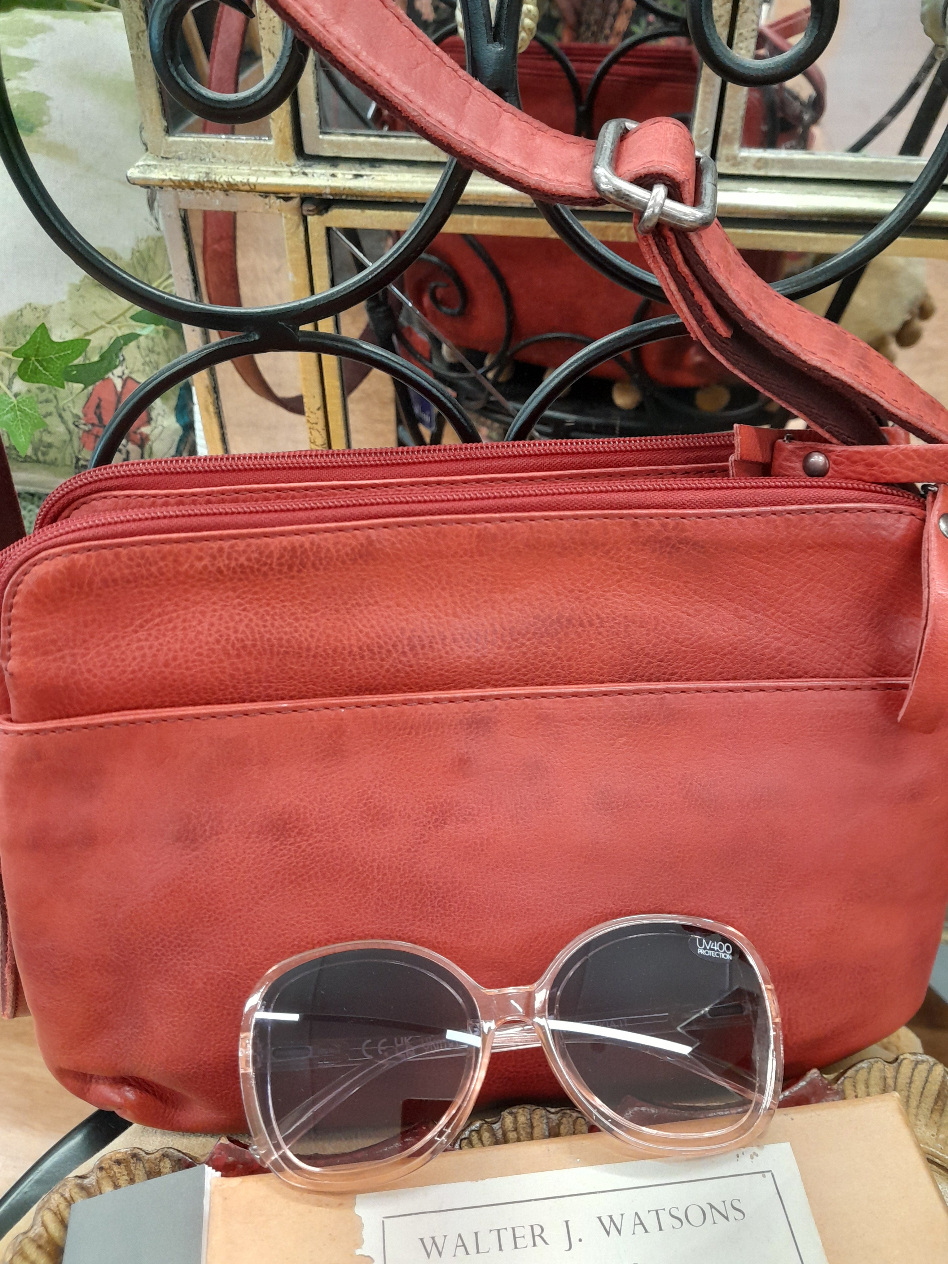 Red Leather Cross Body Bag