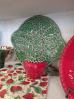 Bordallo Pinheiro Holly Tray 36cm styled - Portuguese ceramic Christmas tray NZ