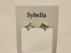 Sybella Gold Rectangle Cubic Zirconia Stud