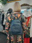 Navy Leather Backpack
