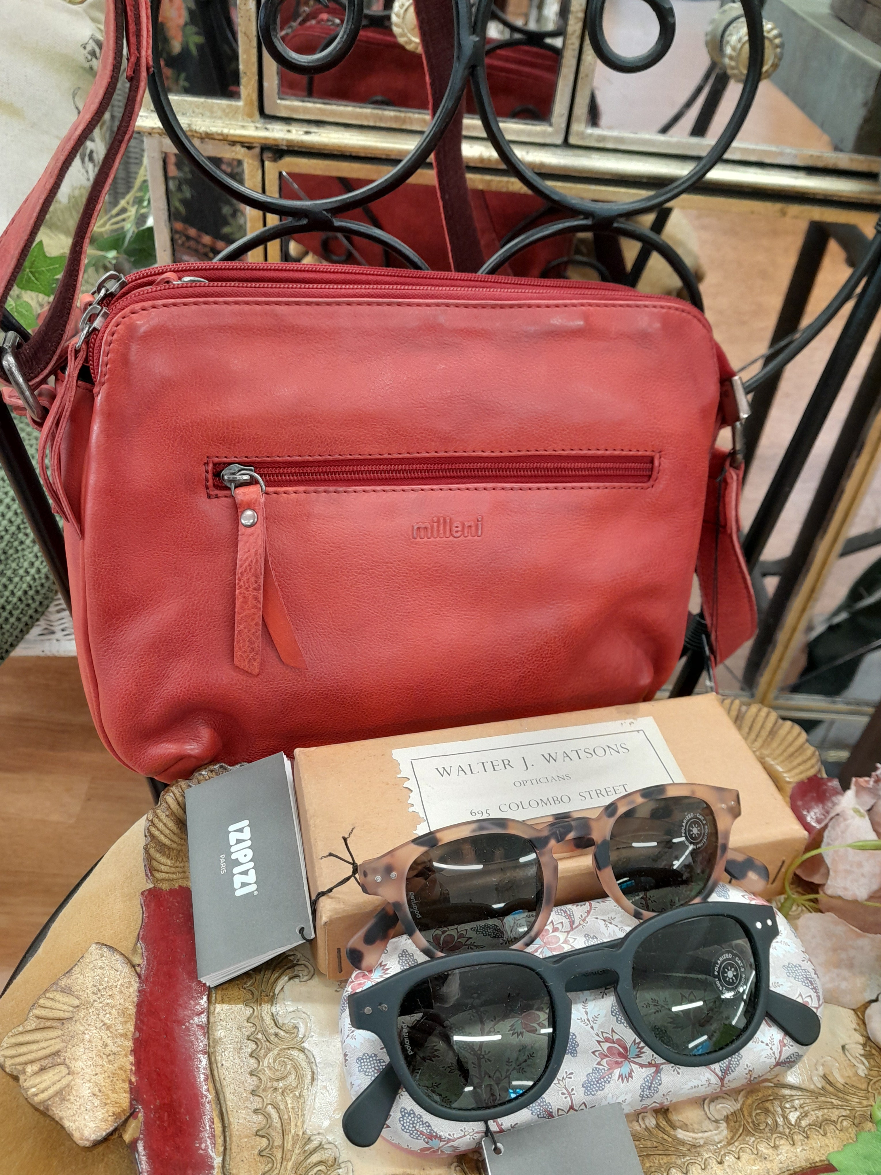 Red Leather Cross Body Bag
