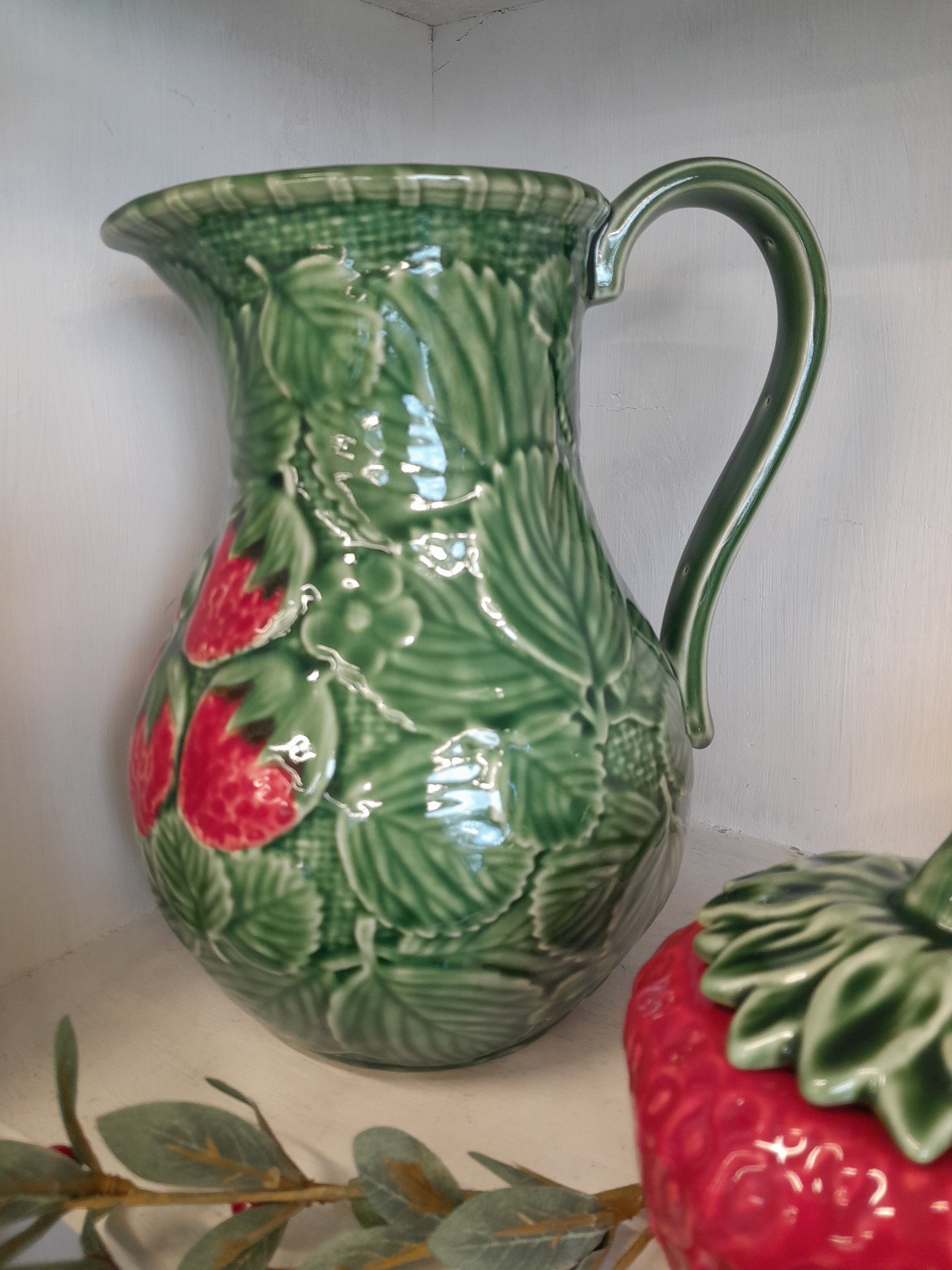 Bordallo Pinheiro Strawberry Pitcher