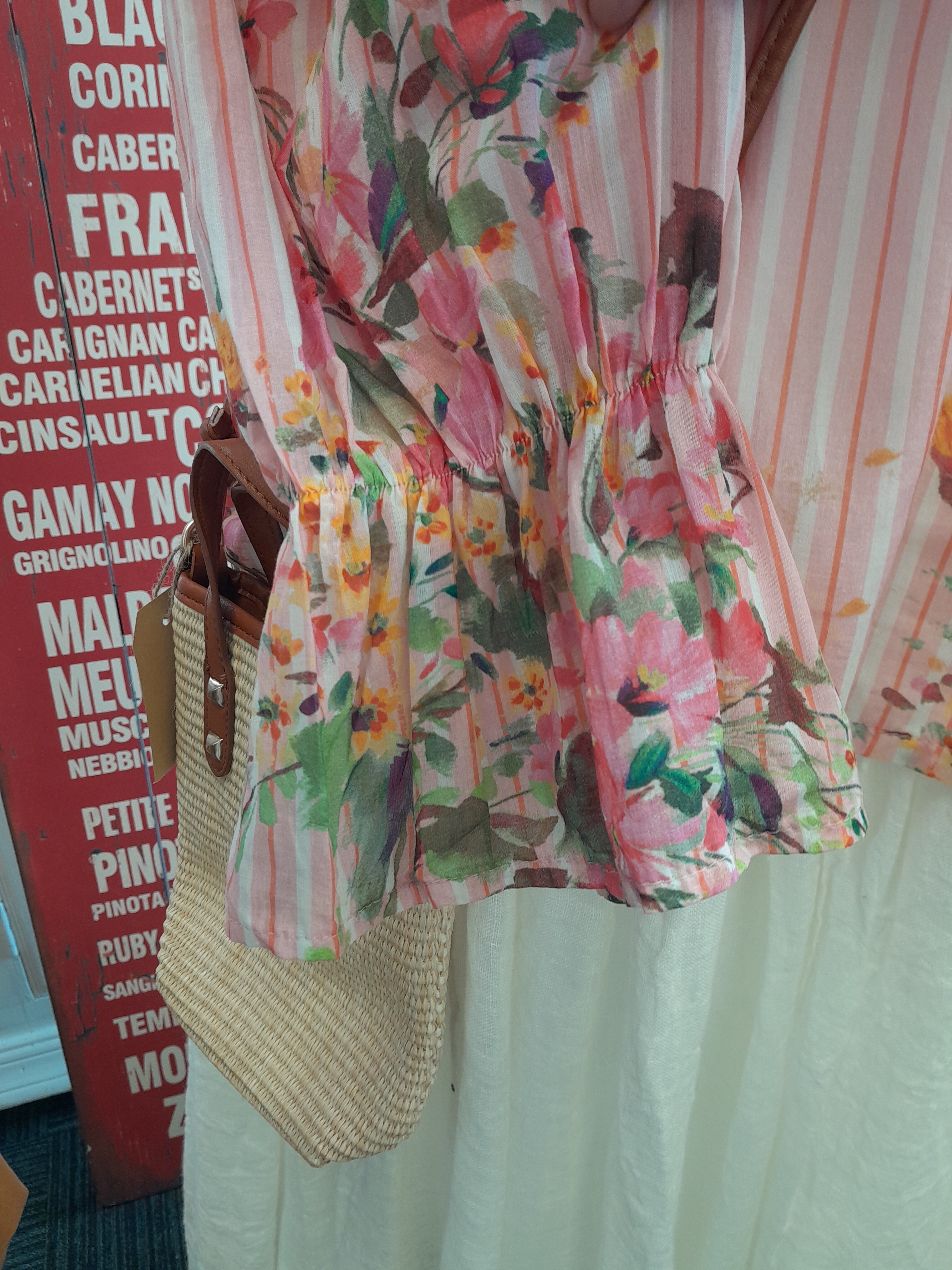 Chablis-Pink Floral Frill Cotton Shirt