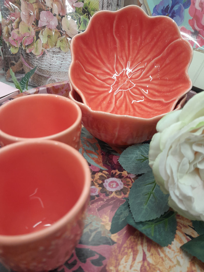 Bordallo Pinheiro - Small Flora Bowl-Salmon 12.5cm