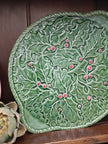 Bordallo Pinheiro Holly Tray - Christmas ceramic entertaining piece, NZ stockist Villarosa Maison