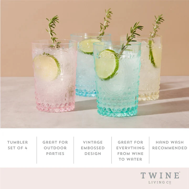Twine Living Shatterproof Embossed Tumbler Set of 4