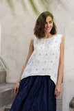 Taji Top Linen Navy Diamond by MegbyDesign