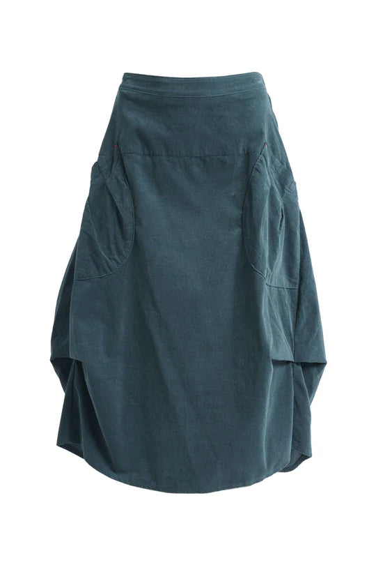 Milwaukee Marlowe Skirt Teal in Fine Cord - Olga de Polga