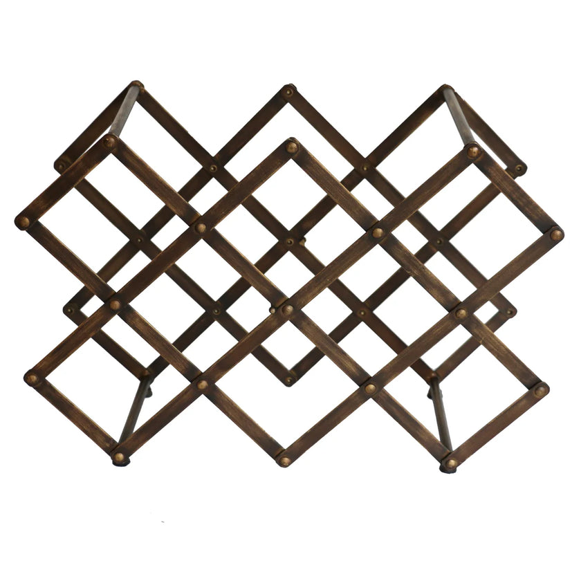 Iron Wine Rack in Antique Brass Finish