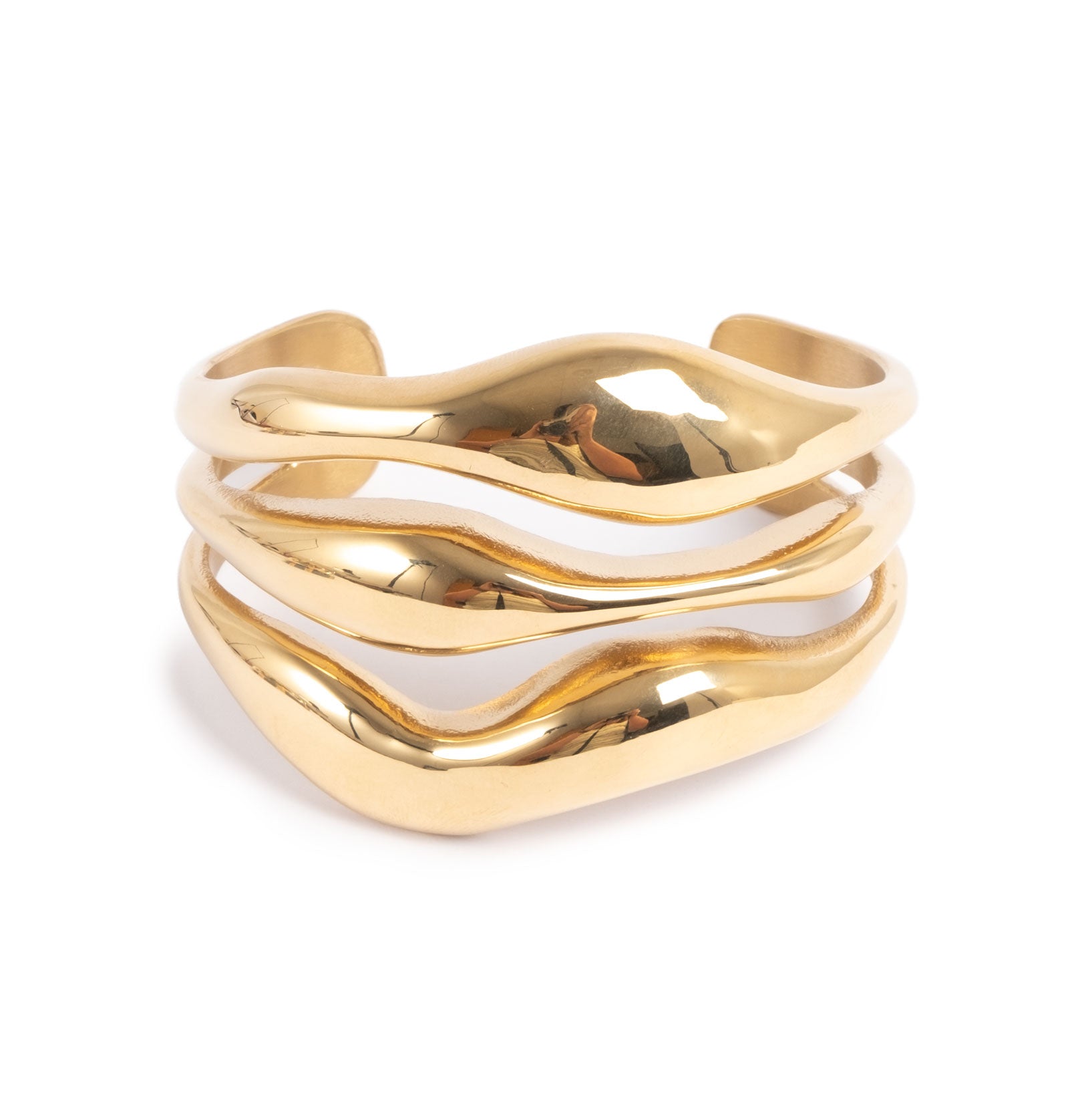 Cuff Bracelet-Big Swirly 14k Gold Plated Steel