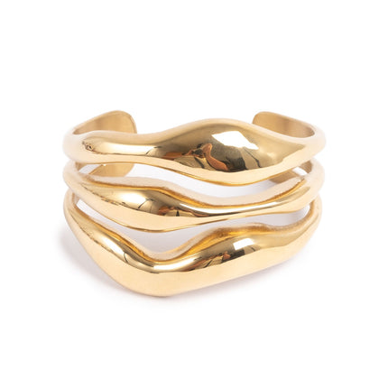 Cuff Bracelet-Big Swirly 14k Gold Plated Steel