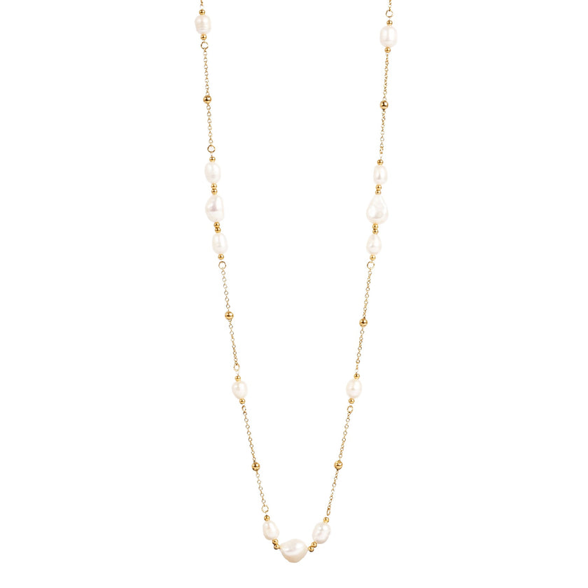 Freshwater Pearl Necklace 14k Gold Plated Steel-80cm
