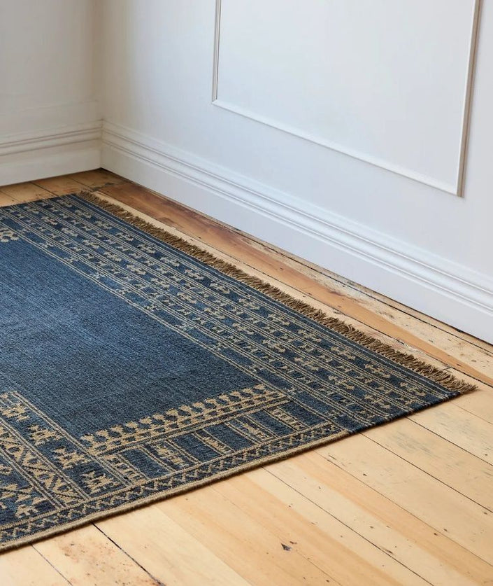Sundara Motif Blue Rug - Medium