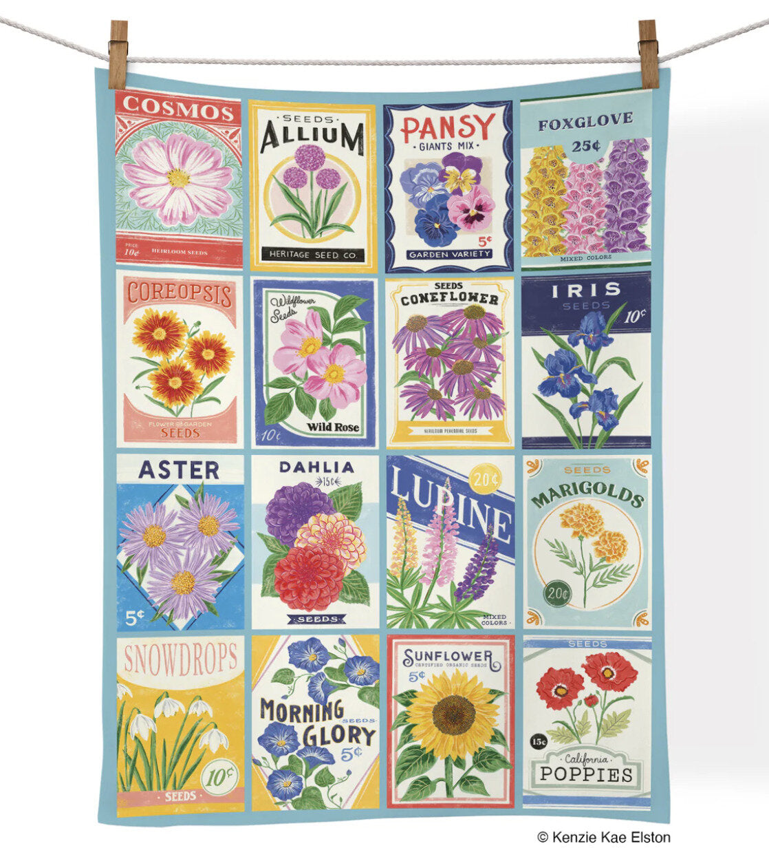 Seed Packets Tea Towel