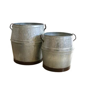 Galvanised Finish Antique Planter Set Of 2