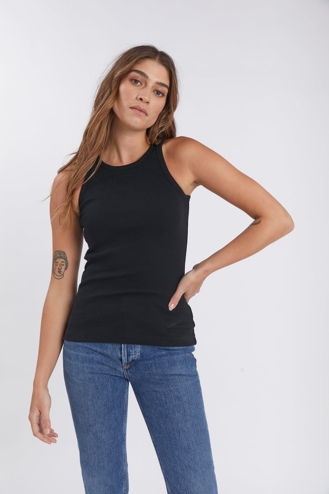 Black Giselle Ribbed Tank by Crue the Label
