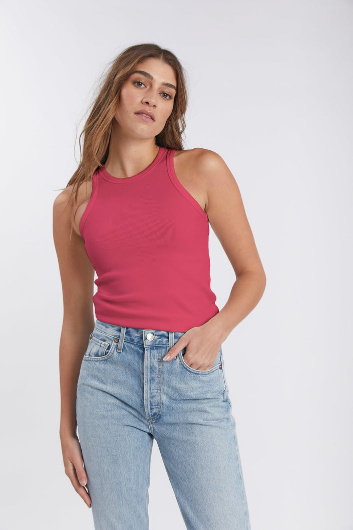 Pink Giselle Ribbed Tank by Crue the Label
